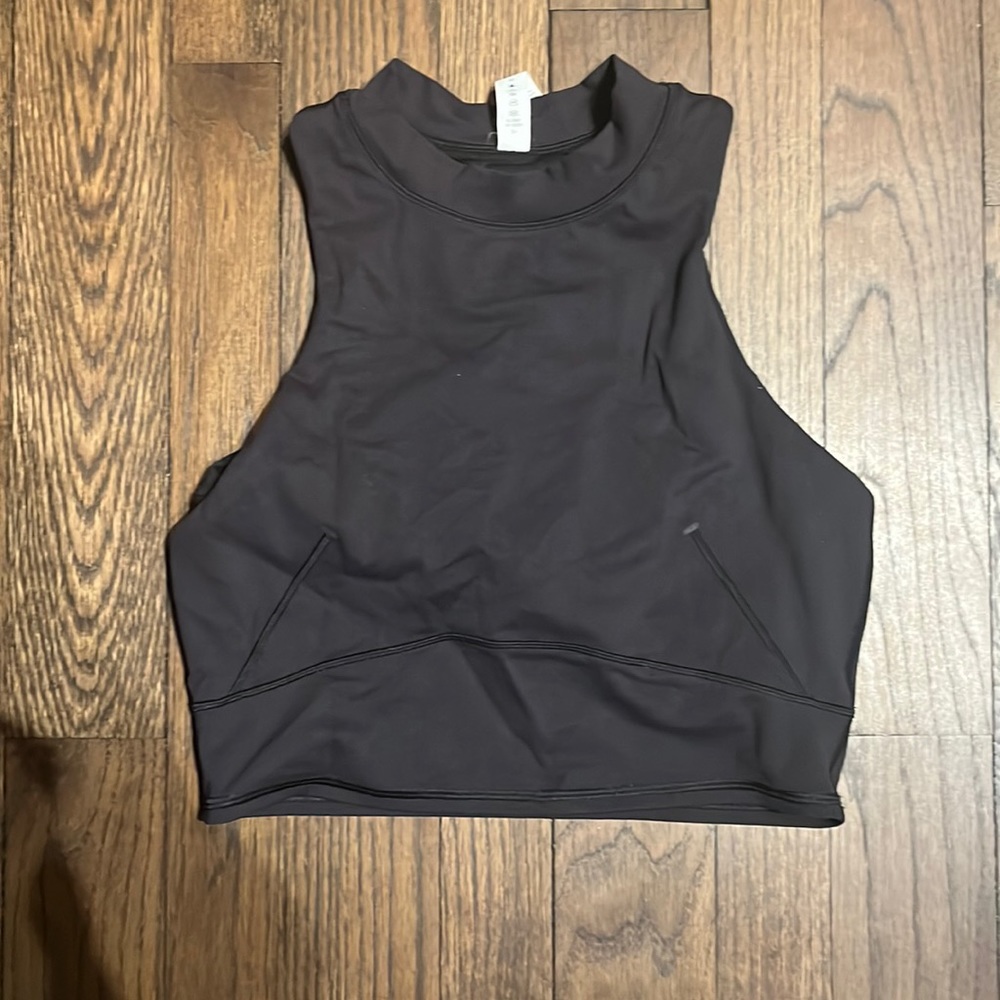 Lululemon black mock neck sports bra, size 6